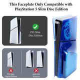 Geekria Transparent Cover Plates Compatible with PlayStation 5 Slim Disc Edition, Replacement Shell Gaming Accessories with Fan Vents, Hard Shockproof ABS Shell Side Panels