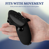 Geekria VR Silicone Controller Cover Compatible with Meta Quest Pro, Anti-Throw Handle Sleeve Gaming Accessories, Adjustable Wrist Knuckle, Thumb Caps (Black, 1 Pair)