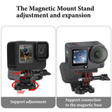 Geekria Magnetic Mount Stand Compatible with GoPro MAX 2, Hero 13, 12, 11, DJI Osmo Action 6 Action Camera, Desktop Stabilizer Mounts, Adjustable Handle, Suitable for Desk, Outdoor (Black)