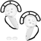 Geekria Anti-Collision Protection Frame Cover Set Compatible with Meta Q3, VR Controller Grips Cover, PC Clear Cover with Knuckle Strap Rocker, Handle Bumper Guard Set (White, 1 Pair)