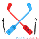 Geekria Switch Golf Club Compatible with Nintendo Switch Joy-Con, Games Handgrip with Adjustable Hand Strap Accessories for Mario Golf: Super Rush Game (2 Packs)
