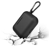 Geekria Silicone Case Cover Compatible with Jabra Elite 8 Active True Wireless Earbuds, Protective Earphones Skin Cover with Keychain Hook, Charging Port Accessible, Front LED Visible (Black)