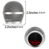 Geekria for Creators Microphone Replacement Grille for Shure PG48, PGX2, BLX288, PG24 Mic Head Cover, Microphone Ball Head Mesh Grill, Capsule Parts (Silver / 2 Pack)