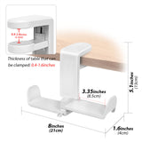 Geekria PC Gaming Dual Headphone Stand, Clip On Desk Headphone Holder, 360 Rotation Adjustable, Under Desk Headset Holder Compatible with Sennheiser, Bose, Beats, Razer, Sony (White)