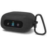 Geekria Silicone Case Cover Compatible with Soundcore Liberty 5 Pro by Anker, Protective Earbuds Case with Locking Aluminum Carabiner, Charging Port Accessible, Front LED Visible (Black)