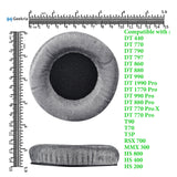 Geekria Comfort Velour Replacement Ear Pads for Beyerdynamic DT440 DT770 DT790 DT797 DT860 DT880 DT990 T5P T70 T90 HS200 HS400 HS800 MMX300 RSX700 Headphones Ear Cushions, Headset Earpads (Grey)