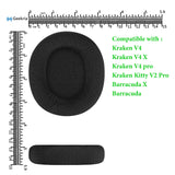 Geekria Comfort Mesh Fabric Replacement Ear Pads for Razer Kraken V4/V4X/V4Pro/Kitty V2 Pro, Barracuda/Barracuda X Headphones, Ear Cushions (Black)