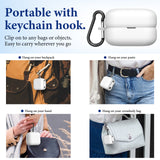 Geekria Silicone Case Cover Compatible with Sony LinkBuds Fit WF-LS910N, True Wireless Earbuds, Protective Earphones Skin Cover with Keychain Hook, Charging Port Accessible (White)