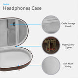 Geekria Shield Headphones Case Compatible with Sony WH-1000XM5, Bose QC Ultra II, JBL Live 650BTNC, Replacement Hard Shell Travel Carrying Bag with Cable Storage (Dark Brown)