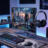 Geekria for Creators Acrylic Headphone Holder for Monitor, No-Drill Adhesive Headset Hook for Curved and Flat-Screen Monitors, Space-Saving Organizer for Gaming Desk and Home Office, Clear