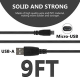 Geekria for Creators USB to Micro USB Microphone Cable 9 ft / 2.8 M, Compatible with Blue Yeti X, Yeti Nano, BONAOK G50, X39, Q31, Q37, Q78, BlueFire, Ankuka Karaoke Microphone Mic Cord (Black)