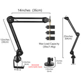 Geekria for Creators Microphone Arm Compatible with Fifine K669, K670 AmpliGame A6 Mic Boom Arm Mount Adapter with Tabletop Flange Mount, Suspension Stand, Mic Scissor Arm, Desk Mount Holder