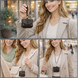 Geekria Portable Earbud Vegan Leather Pouch Compatible with Apple AirPods Pro 3, Sony WF-1000XM6 and More, Storage Pouch for Wireless Earbuds, Keys, Cables & Small Accessories (Brown)