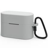 Geekria Silicone Case Cover Compatible with Sony WF-1000XM6 (Model YY2985) True Wireless Earbuds, Protective Earphones Skin Cover with Keychain Hook, Charging Port Accessible (Grey)
