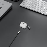 Geekria Silicone Case Cover Compatible with JBL TUNE BUDS True Wireless Earbuds, Protective Earphones Skin Cover with Keychain Hook, Charging Port Accessible, Front LED Visible (White)