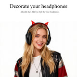 Geekria Devil Horn Headphone Decor, Adhesive Horns for Headband, Gothic Punk Halloween Cosplay Accessory Compatible with Sony, Bose, Beats, Microsoft, Skullcandy Headphones (Red)