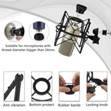 Geekria for Creators Microphone Shock Mount Compatible with MXL 770, 990, R77, TEMPO, V67G, 2006, R144 Mic Anti-Vibration Suspension Adapter Clamp Mic Holder Clip (Black / Metal)