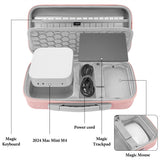 Geekria Desktop Computer Hard Travel Case, Compatible with Apple 2024 Mac Mini M4 / Mac Mini Pro, Fit for Magic Keyboard, Mouse, Trackpad and Accessories (Pink)