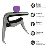 Geekria 3IN1 Guitar Capo, Zinc Alloy Metal Capo for Acoustic and Electric Guitars, Ukulele, Mandolin, Classical Guitar Accessories (Karachi Color)