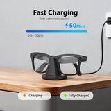 Geekria Charging Stand Dock Compatible with Ray-Ban Meta (Gen 1 & 2), Wayfarer, Headliner, Skyler, Oakley Meta HSTN, Portable Smart Glasses Charger Dock (Black)
