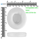 Geekria Replacement Ear Pads Compatible with Beats Solo 2 Wireless (B0534) (Not Compatible with Beats Solo2 Wired) On-Ear Headphones Ear Cushions, Repair Parts (White)
