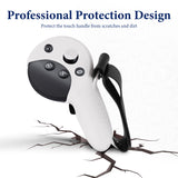 Geekria Silicone Controller Cover Compatible with Meta Quest Pro, Anti-Throw Handle Sleeve Gaming Accessories, Adjustable Wrist Knuckle, Thumb Caps (White, 1 Pair)