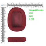 Geekria Comfort Mesh Fabric Replacement Ear Pads for Logitech G433 G233 G PRO Headphones Ear Cushions, Headset Earpads, Ear Cups Cover Repair Parts (Red)