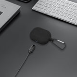 Geekria Silicone Case Cover Compatible with JBL Vibe 200TWS, Wave 200TWS, Vibe Beam True Wireless Earbuds, , Protective Carrying Case with Keychain Hook, Charging Port Accessible (Black)
