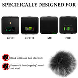 Geekria for Creators Furry Windscreen Compatible with Rode Wireless GO Gen 3 III, GO 2, PRO, ME Mic DeadCat Wind Cover Muff, Fluff Cover Windshield, Wind Noise Reduction (Grey / 3 Pack)