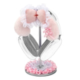 Geekria Cute Headphone Stand, Plush Headset Holder with Soft Fur Protection & Stable Base, Kawaii Desk Headphone Hanger for Gaming Setup, Office, Bedroom Decor (Pink Bow)