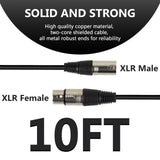 Geekria for Creators XLR Male to XLR Female Microphone Cable 10 ft / 300 CM, Compatible with MXL 770, 990, 991, 990 Blaze, V67G, 2006, R144, 2003A, CR21, V87, Balanced Mic Cord (Black)