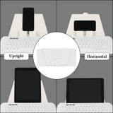 Geekria Compact Keyboard Case, Vegan Leather Travel Case with Phone and Tablet Holder, Keyboard Case Compatible with Magic Keyboard, Logitech Pebble Keys 2 K380s / Logitech K380 (White)