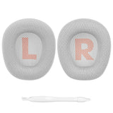 Geekria Comfort Mesh Fabric Replacement Ear Pads for JBL Quantum 100 Headphones Ear Cushions, Repair Parts (Grey)
