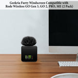 Geekria for Creators Furry Windscreen Compatible with Rode Wireless GO Gen 3 III, GO 2, PRO, ME Mic DeadCat Wind Cover Muff, Fluff Cover Windshield, Wind Noise Reduction (Black / 2 Pack)