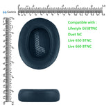 Geekria QuickFit Replacement Ear Pads for JBL Live 650 BTNC, Lifestyle E65BTNC, Duet NC, Live 660 NC Ear Cushions, Repair Parts (Blue)