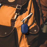Geekria Silicone Case Cover Compatible with B&W Pi8 True Wireless Earbuds, Protective Earphones Skin Cover with Keychain Hook, Charging Port Accessible, Front LED Visible (Blue)