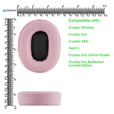 Geekria NOVA Mesh Fabric Replacement Ear Pads Compatible with Skullcandy Crusher Wireless, Evo, ANC, Hesh 3 Headphones, Ear Cushions (Pink)