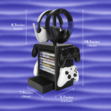 Geekria Multifunctional Game Storage Stand Compatible with PS5, PS4, XBOX Series X, XBOX One, Nintendo Switch, Video Game Disk Organizer and Headset Mount, Universal Gaming Desk Accessories