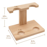 Geekria for Creators Microphone Holder, Wooden Wireless Mic Holder for Stand, 2-Slot Desktop Mic Storage Holder, Space-Saving Design for Home, Office, Recording Studio (Light Brown)