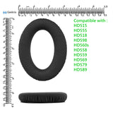 Geekria Comfort Mesh Fabric Replacement Ear Pads for Sennheiser HD505, HD515, HD518, HD555, HD558, HD559, HD569, HD579, HD589 Headphones Ear Cushions, Repair Parts (Black)