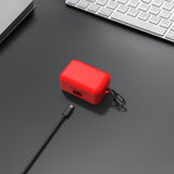Geekria Silicone Case Cover Compatible with Sennheiser Momentum 3 True Wireless Earbuds, Earphones Skin Cover, Protective Carrying Case with Keychain Hook, Charging Port Accessible (Red)
