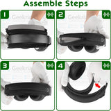 Geekria Short Replacement Medium Hook and Loop Headband Cover + Cooling-Gel Pad Set, Compatible with Skullcandy, Bose, JBL, Sony Headphones Accessory, Easy DIY Installation (Black)