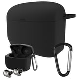Geekria Silicone Case Cover Compatible with Jabra Elite Active 65t True Wireless Earbuds, Protective Carrying Case with Keychain Hook, Charging Port Accessible (Black)