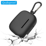 Geekria Silicone Case Cover Compatible with Soundcore by Anker K20i True Wireless Earbuds, Protective Earphones Skin Cover with Keychain Hook, Charging Port Accessible (Black)