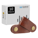 Geekria Power Cord Organizer Earphone Winder Cable Straps, Charging Cable Ties, USB Cords Bandage / Headphone Cable Clips, Holder Rustic Cord Management System with Handmade Faux Leather (10PCS)