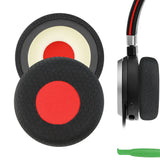 Geekria Comfort Mesh Fabric Replacement Ear Pads for Jabra Evolve 65UC/ 65MS/ 40UC/ 40MS/ 30US/ 30II/ 20SE/ 20UC/ 20MS Headphones Ear Cushions, Repair Parts (Black+Red)