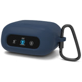 Geekria Silicone Case Cover Compatible with Soundcore Liberty 5 Pro by Anker, Protective Cover with Locking Aluminum Carabiner, Charging Port Accessible, Front LED Visible (Dark Blue)