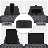 Geekria Compact Keyboard Case, Vegan Leather Travel Case with Phone and Tablet Holder, Keyboard Case Compatible with Magic Keyboard, Logitech K380/Pebble Keys 2 K380s (Dark Grey)