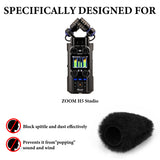 Geekria for Creators Furry Windscreen Compatible with ZOOM H5 Studio Handy Recorder, Mic DeadCat Wind Cover Muff, Fluff Cover Windshield, Portable Digital Recorder (Black / 3 Pack)