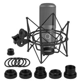 Geekria for Creators Microphone Shock Mount Compatible with AKG P120, P220, P820, Mic Anti-Vibration Suspension Adapter Clamp Mic Holder Clip (Black / Metal)